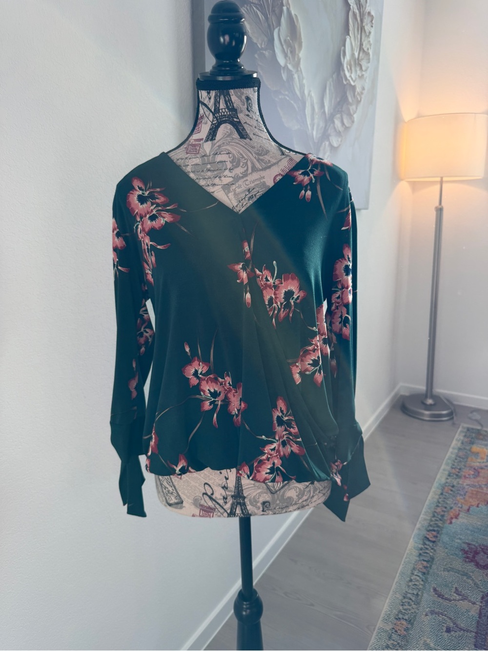 Beacon Black Blouse with Pink Floral Print